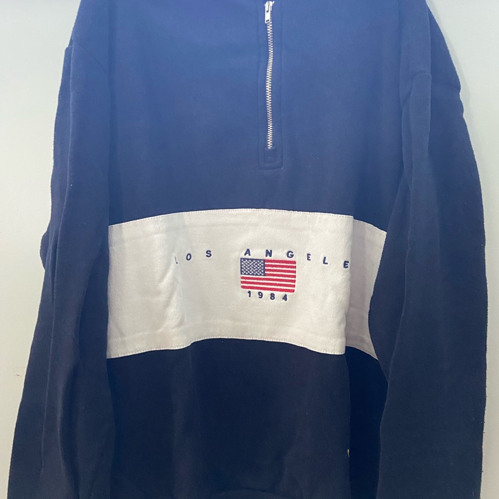 Navy Brandy Melville LA half zip sweatshirt
